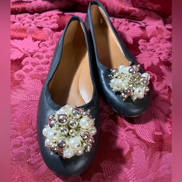 Kate Spade NY Women's Vilette Bead Embellished Ballet Flats Black. Size 5.5B - Picture 4 of 9